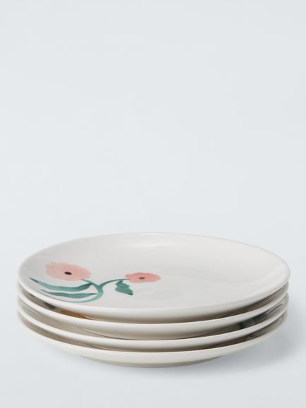 John Lewis x Anine Cecilie Iversen Fine China Cake Plate, Set of 4, 15.4cm, White/Multi - view 2, Multi
