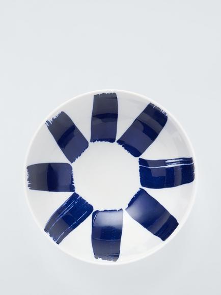 John Lewis Coastal Fine China Bowl, 20cm, White/Navy - view 2, Multi