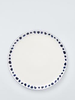 John Lewis Coastal Fine China Dinner Plate, 26.5cm, White/Navy, Multi