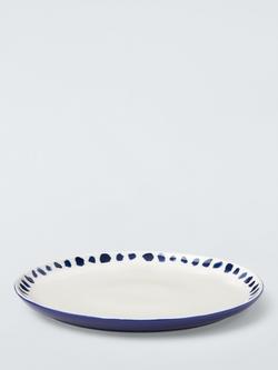 John Lewis Coastal Fine China Dinner Plate, 26.5cm, White/Navy - view 2, Multi