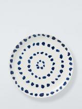John Lewis Coastal Fine China Side Plate, 20cm, White/Navy