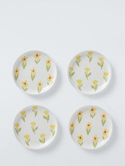 John Lewis Daffodil Fine China Small Plates, Set of 4, 15cm, Yellow, Multi