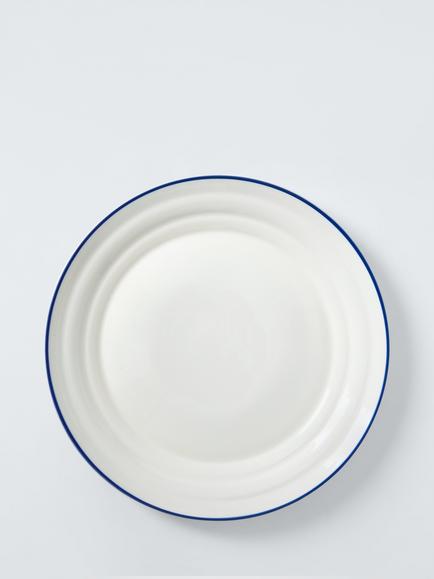 John Lewis Harbour Stoneware Dinner Plate, 29cm, Cream/Blue, Cream & Blue