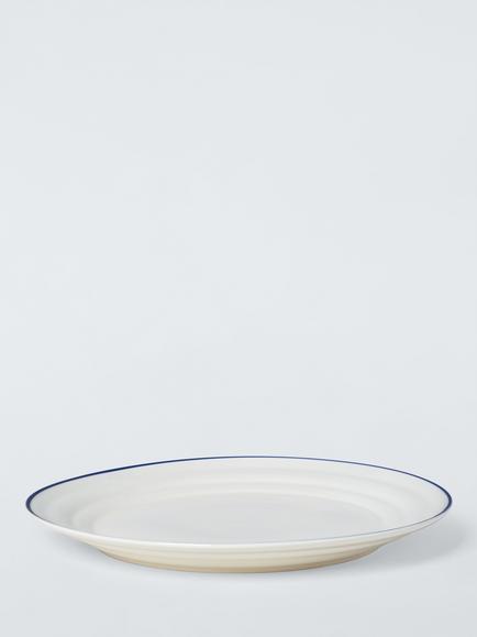 John Lewis Harbour Stoneware Dinner Plate, 29cm, Cream/Blue - view 2, Cream & Blue
