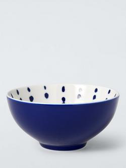 John Lewis Coastal Fine China Cereal Bowl, 15cm, White/Navy, Multi