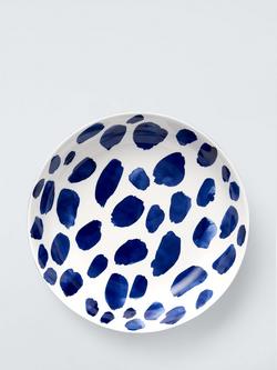 John Lewis Coastal Fine China Serve Bowl, 30cm, White/Navy - view 2, Multi