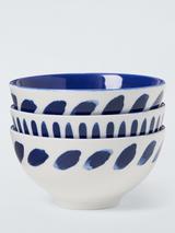 John Lewis Coastal Fine China Dip Bowls, Set of 3, 11cm, White/Navy
