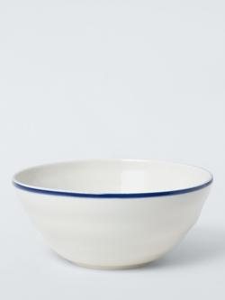 John Lewis Harbour Blue Rim Stoneware Cereal Bowl, 16cm, White/Blue, Multi