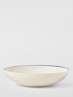 John Lewis Harbour Blue Rim Stoneware Pasta Bowl, 23cm, White/Blue, Multi