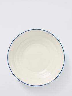 John Lewis Harbour Blue Rim Stoneware Pasta Bowl, 23cm, White/Blue - view 2, Multi