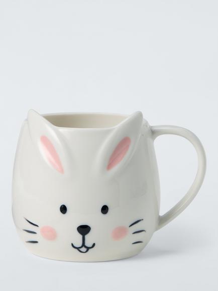 John Lewis Easter Rabbit Fine China Mug, 380ml, White, Multi