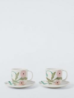 John Lewis x Anine Cecilie Iversen Fine China Teacup & Saucer, Set of 2, 240ml, White/Multi, Multi