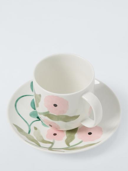 John Lewis x Anine Cecilie Iversen Fine China Teacup & Saucer, Set of 2, 240ml, White/Multi - view 2, Multi