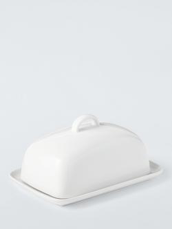 John Lewis Dine Porcelain Butter Dish, White, White