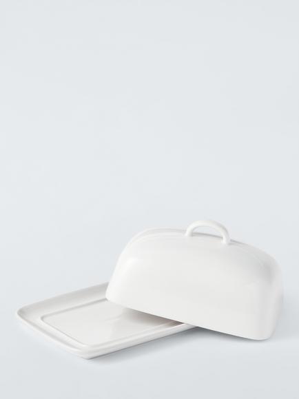 John Lewis Dine Porcelain Butter Dish, White - view 2, White