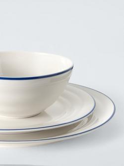 John Lewis Harbour Blue Rim Stoneware Dinnerware Set, 12 Piece, White/Blue - view 2, Multi