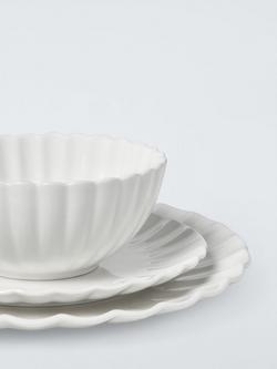 John Lewis Scalloped Fine China Dinnerware, 12 Piece, White - view 2, White