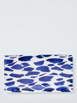 John Lewis Coastal Fine China Rectangular Platter, 29cm, White/Navy - view 2, Multi