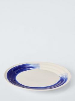 John Lewis Harbour Stoneware Oval Platter, 37cm, Cream/Blue, White