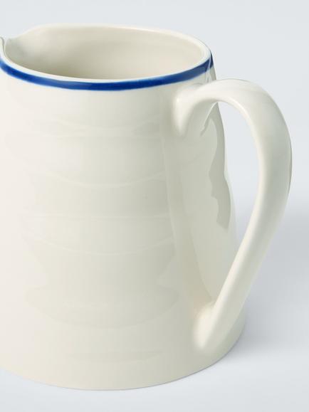 John Lewis Harbour Blue Rim Stoneware Jug, 700ml, White/Blue - view 2, Multi