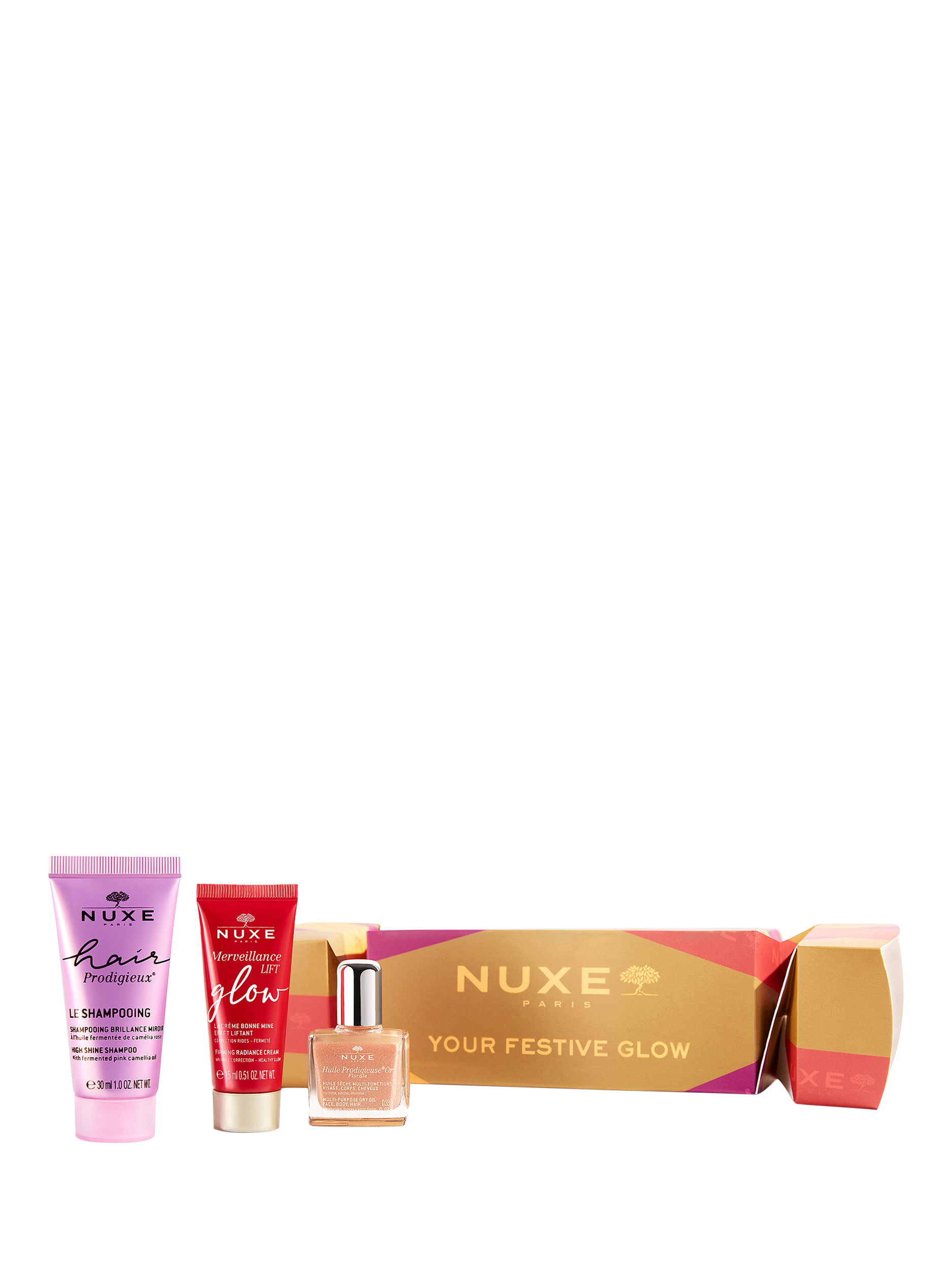 Product image 1 of 4, which shows NUXE Your Festive Glow Beauty Cracker Bodycare Gift Set