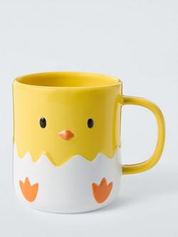 John Lewis Easter Chick Stoneware Mug, 350ml, Yellow, White