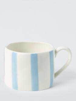 John Lewis Hand Painted Stripe Stoneware Mug, 350ml, Blue, Blue