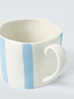 John Lewis Hand Painted Stripe Stoneware Mug, 350ml, Blue - view 2, Blue