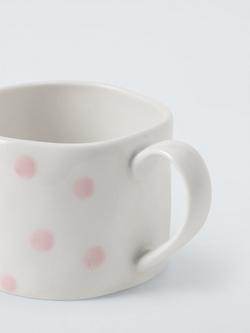 John Lewis Hand Painted Dot Stoneware Mug, 350ml, Pink - view 2, Pink