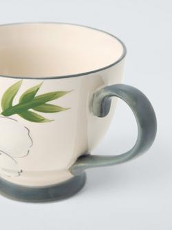 John Lewis Hand Painted Floral Stoneware Teacup, 380ml, Green/White - view 2, White