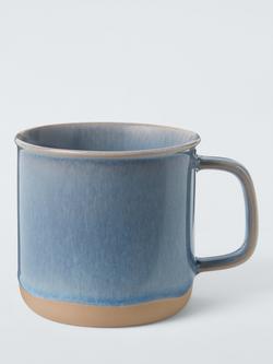 John Lewis Waves Reactive Glaze Stoneware Mug, 380ml, Blue, White