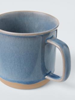 John Lewis Waves Reactive Glaze Stoneware Mug, 380ml, Blue - view 2, White
