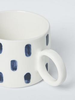 John Lewis Circle Handle Dot Stoneware Mug, 320ml, Blue - view 2, Blue