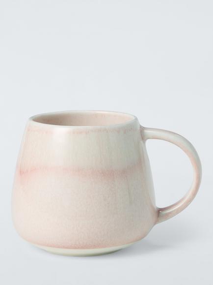 John Lewis Pastel Stoneware Mug, 380ml, Pink, Pink