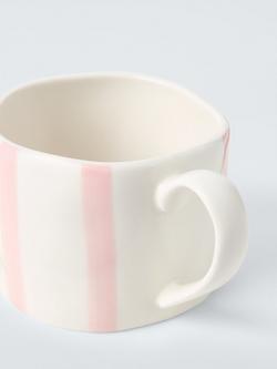 John Lewis Hand Painted Stripe Stoneware Mug, 350ml, Pink - view 2, Pink