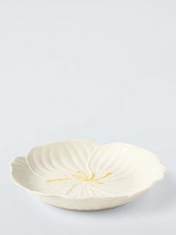John Lewis Hand Painted Flower Stoneware Plate, 21cm, White/Yellow, Yellow