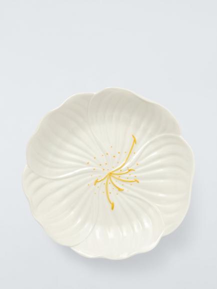 John Lewis Hand Painted Flower Stoneware Plate, 21cm, White/Yellow - view 2, Yellow