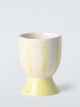 John Lewis Hand Painted Stripe Stoneware Egg Cup, Yellow