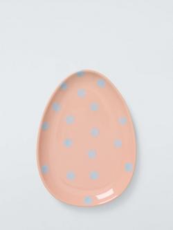 John Lewis Hand Painted Dotty Stoneware Egg Plate, 18cm, Pink, White