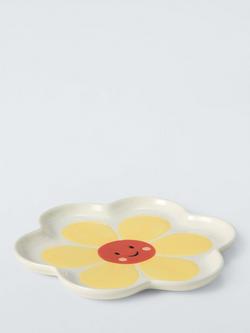 John Lewis Hand Painted Stoneware Friendly Daisy Dish, 20cm, White/Yellow - view 2, White