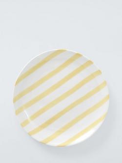 John Lewis Hand Painted Stripe Stoneware Side Plate, 22cm, Yellow, Yellow