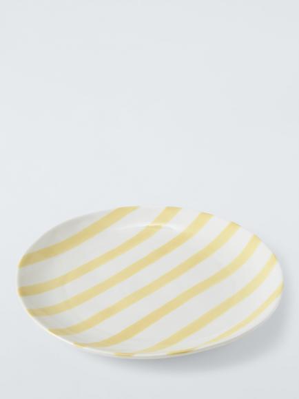 John Lewis Hand Painted Stripe Stoneware Side Plate, 22cm, Yellow - view 2, Yellow