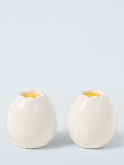 John Lewis Egg Stoneware Salt & Pepper Shakers, White, White