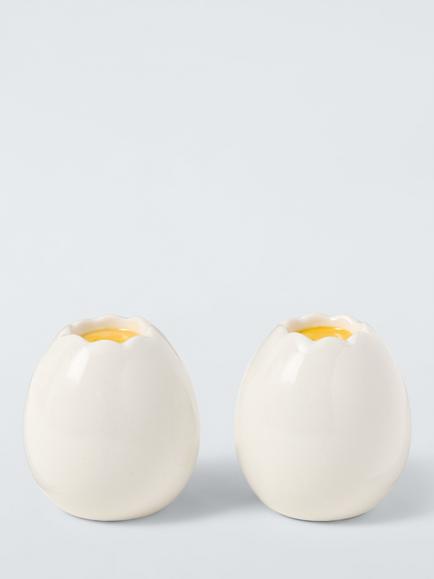 John Lewis Egg Stoneware Salt & Pepper Shakers, White, White