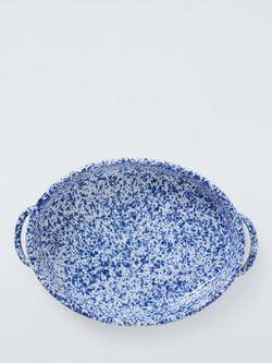 John Lewis Oval Splatter Stoneware Serving Dish, 34cm, Cobalt - view 2, White