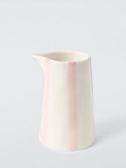 John Lewis Hand Painted Stripe Stoneware Milk Jug, 250ml, Pink, Pink