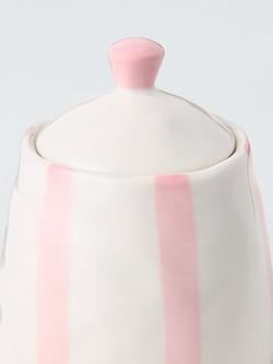 John Lewis Hand Painted Stripe Stoneware Sugar Pot & Lid, 200ml, Pink - view 2, Pink