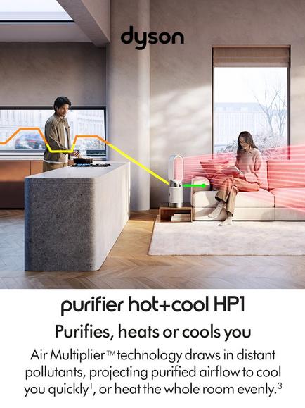 Dyson Hot+Cool HP1 Air Purifier, White/White - view 2, White/White