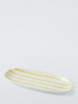 John Lewis Hand Painted Stripe Stoneware Platter, 30.5cm, Yellow, Yellow