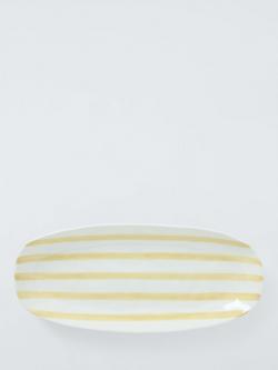 John Lewis Hand Painted Stripe Stoneware Platter, 30.5cm, Yellow - view 2, Yellow